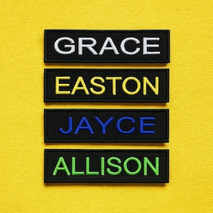 Personalized Name Patch Embroidered Iron-on/Sew-on Applique for Uniforms Vest Jacket Clothing Backpack - Custom Text Patches, 4x1" Nametag