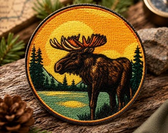 Moose Patch/iron-on Patch/wild Animal Badge/national Park Nature