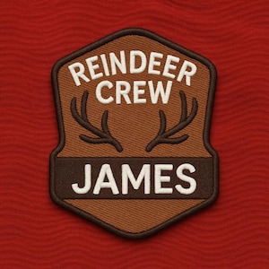 Custom Christmas Name Patch – Personalized Embroidered Holiday Patch – Sew On or Iron On Patch for Clothes, Stockings, Custom Xmas Patches