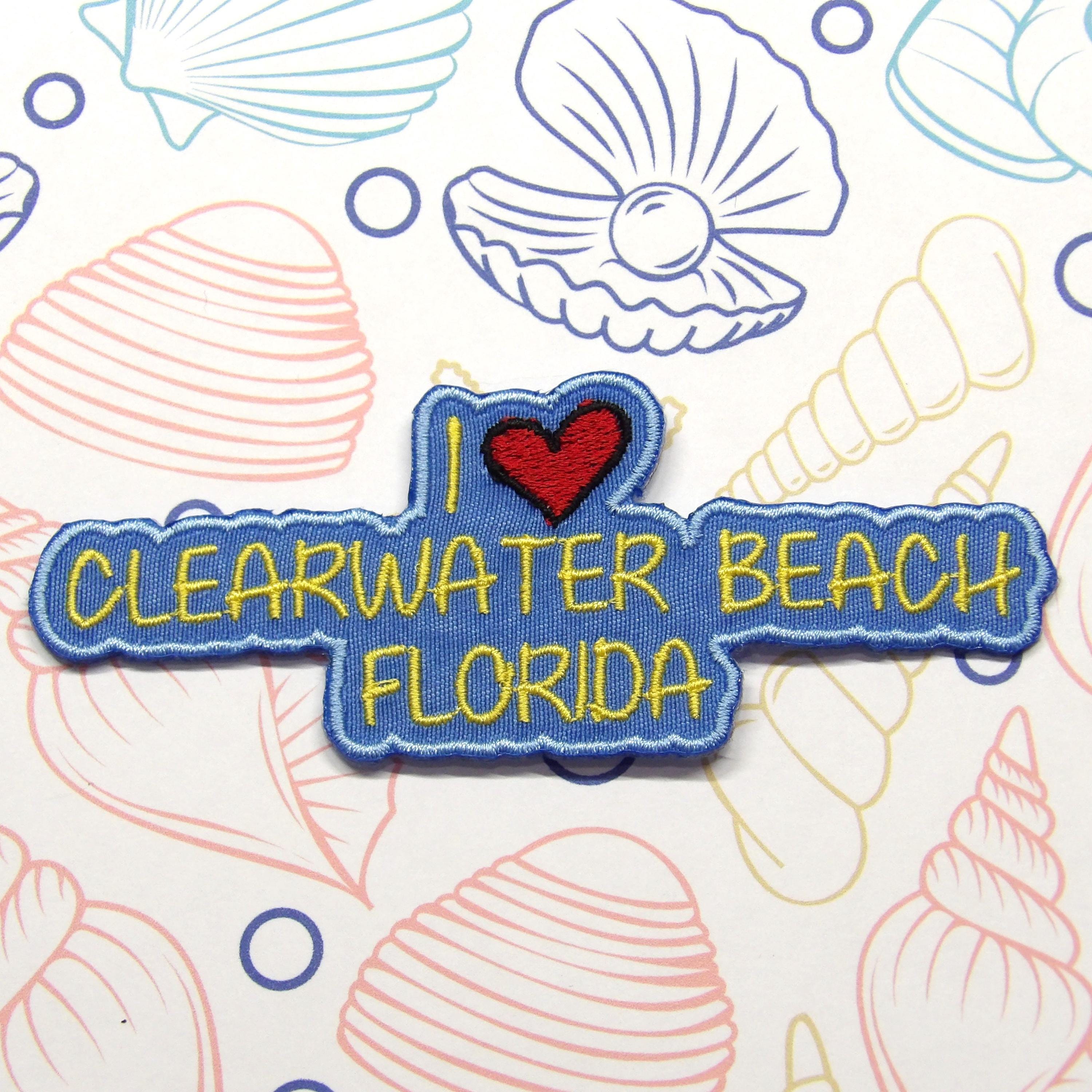 I Love Clearwater Beach Florida Patch – Embroidered Coastal Vacation Souvenir Iron-on Applique for Backpacks & Jackets, Beach Life Patch