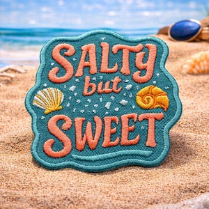 Salty but Sweet Patch/Iron-On Patch/Coconut Girl Fun Vacation Gift/Beach Vibes/Applique for Clothing Tote Bags Vest/Jackets Backpack