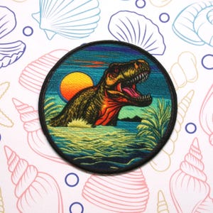 Dinosaur Patch Iron-on/Sew-on Applique for Vest Jacket Clothing, Prehistoric Patch, Fossils, Extinct, Allosaurus, T-Rex, Raptor, Kids Patch