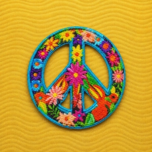 Peace Sign Patch/Iron-on Patch/Retro 70s/Decorative Badge/Flower Daisy Boho/Hippie Retro/Sew-on Applique for Clothing, Jacket, Hat, Backpack image 3