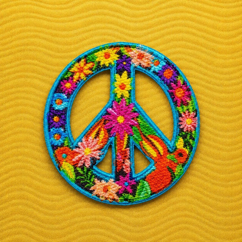 Peace Sign Patch/Iron-on Patch/Retro 70s/Decorative Badge/Flower Daisy Boho/Hippie Retro/Sew-on Applique for Clothing, Jacket, Hat, Backpack image 3