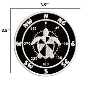 Aplique de bússola/Aplique de tartaruga/Aplique termocolante/Aplique oceano/Aplique bordado para costurar em jaquetas, roupas e mochilas/Garota coco/Vibes de praia Preto