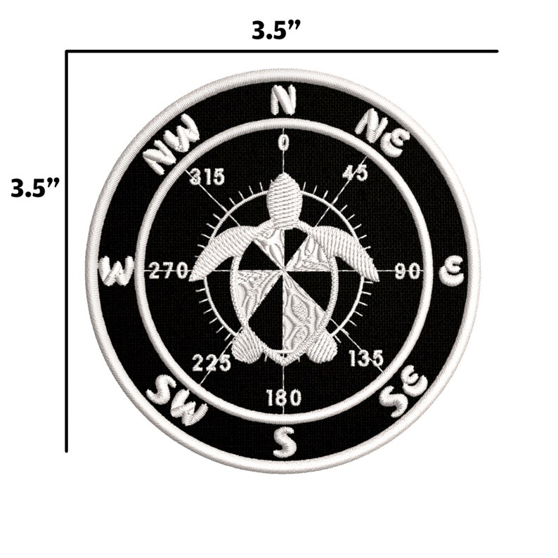 Aplique de bússola/Aplique de tartaruga/Aplique termocolante/Aplique oceano/Aplique bordado para costurar em jaquetas, roupas e mochilas/Garota coco/Vibes de praia Preto