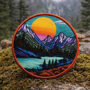 Mountain Patch/Iron-on Patch/Nature Badge/Camping & Hiking/Forest - Wild Animal Gifts/Sew-on Applique for Clothing Vest/Jacket Hats Backpack