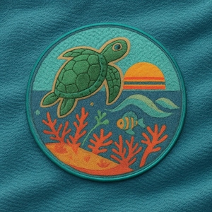 Écusson tortue de mer/corail/écusson thermocollant/écusson vague océanique/appliqués à coudre pour sacs à dos/vêtements/écusson ambiance plage/fille coco vacances amusantes