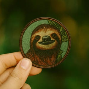 Faultier Aufnäher/Patch mit Faultier/Wildtier Abzeichen/Natur/Berge/Natur/Berge/Wandern/Camping/Aufnäher für Jacken, Kleidung, Rucksäcke