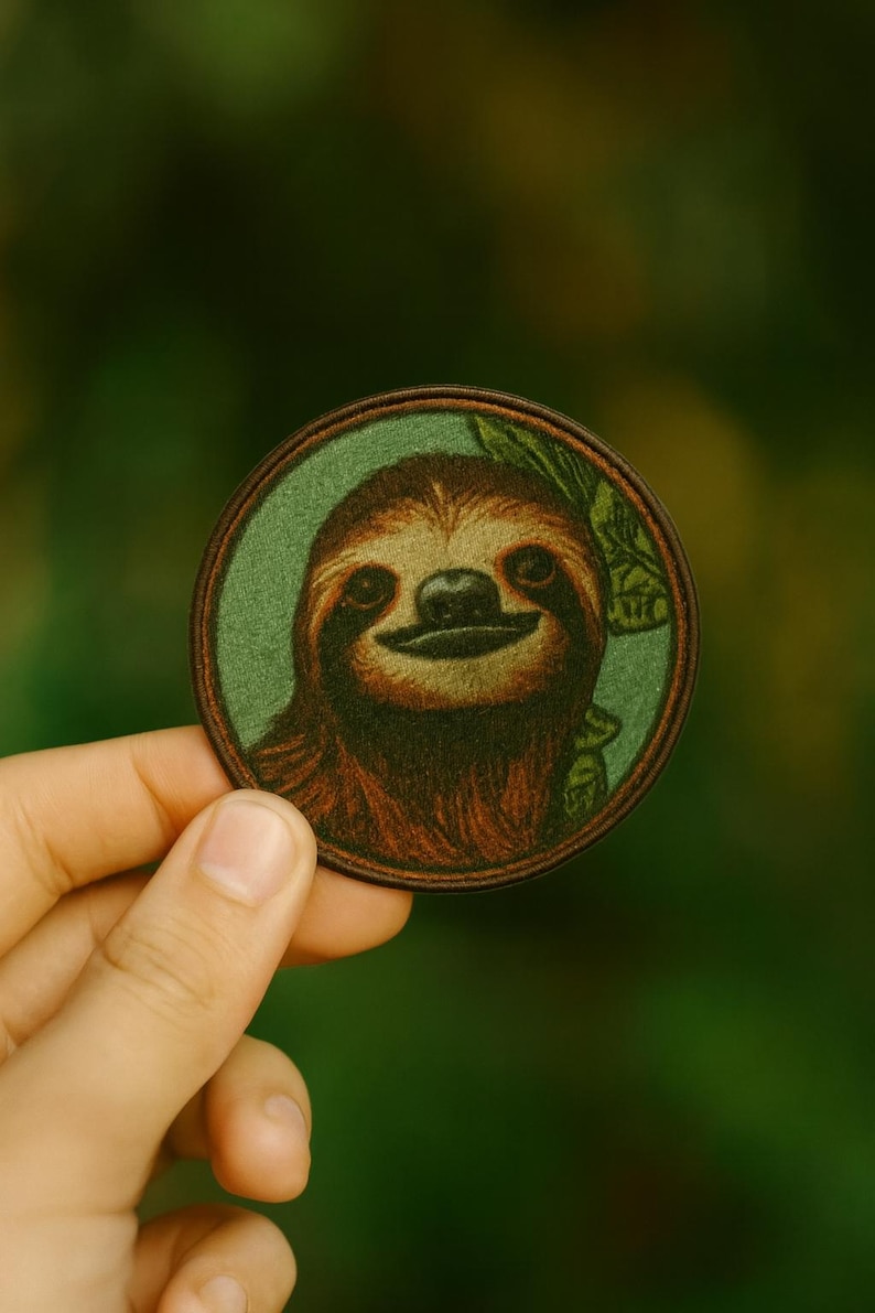 Sloth Patch/Iron-on Patch/Wild Animal Badge/National Parks/Nature/Mountain/Hiking/Camping/Sew-on Applique for Jackets, Clothing, Backpacks image 1