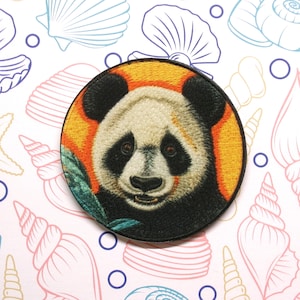 Panda Bär Patch Aufnäher zum Aufbügeln / Aufnähen Applikation für Weste Jacke Kleidung Rucksäcke, Wildtier Abzeichen, China, Zoo Patch, Outdoor Ausrüstung, Wolf Patch
