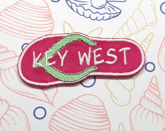 Custom Name Patch - Personalized Flip Flop Patch Embroidered Iron-on Applique for Jackets Tote Bag Backpack Clothes, Coastal Apparel & Gifts