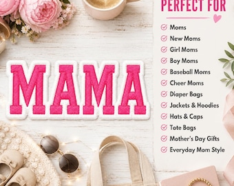 Parche bordado personalizado para mamá – Parches con texto personalizado / Parche con nombre colorido para planchar o coser / Para ropa, uniformes y bolsos