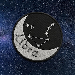 Naszywka z konstelacją znaku zodiaku Waga, haftowana, do naszycia/naprasowania na kamizelkę, plecak, horoskop, znak zodiaku astrologiczny