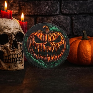 Scary Jack-O-Lantern Patch Iron-on/Sew-on Applique Vest Jacket Clothing, Halloween Costume, Horror Badge, Creepy, Spooky, Demonic Pumpkin