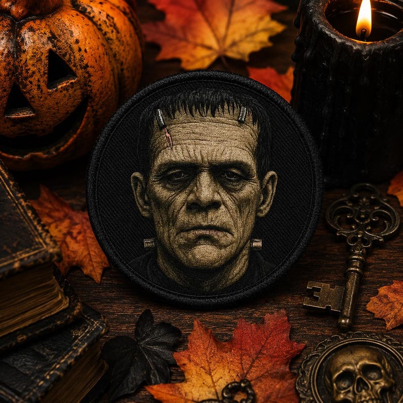 Frankenstein Patch/Iron-On Patch/Gothic Horror Movie Patches/Halloween Costume Decor/Sew-On Patch Applique for Clothing, Printed Patch image 3