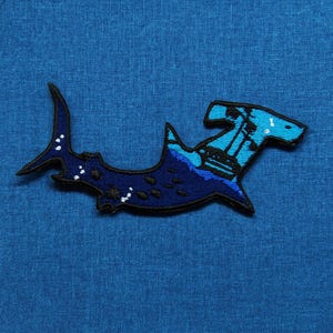 Patch hamerhaai geborduurde opstrijkbare badge voor rugzakken, jassen en strandtassen, duikerpatch, Ocean Predator-patch, cadeau haaienliefhebber