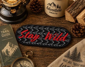 Écusson Stay Wild/Écusson thermocollant/Passionnés de plein air et esprit libre/Cadeau d'aventure/Applications brodées à coudre pour vêtements Gilet/Veste à dos