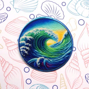 Ocean Waves Patch Iron-on Applique for Vest, for Jacket, for Clothes, Beach Patch, Tropical Islands & Fish, Travel and Places Patches