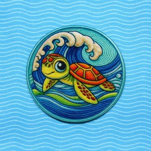 Parche de tortuga marina, termoadhesivo, olas oceánicas, para coser en chaquetas, mochilas, bolsos, chalecos, chaquetas, mochilas y sombreros.
