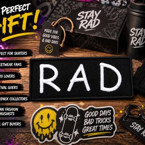 Rad Patch/Iron-on Patch/Retro 80s Vintage Throwback/Surf Gear/Embroidered Sew-on Applique for Clothing Vest/Jacket Backpack Hats image 6