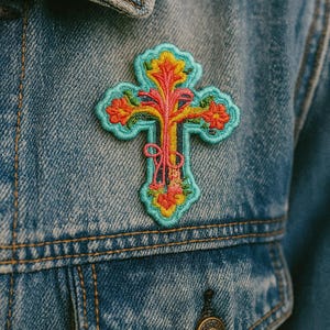 Iron-on Christian Cross Patch/Sew-on Applique for Jackets, Backpacks, Clothing/Religious Gifts/Love Jesus/Bible Patch/Inspirational Crafts
