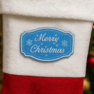 Merry Christmas Patch Embroidered Iron-on/Sew-on Applique for Stocking, for Clothing, for Crafts, Santa Holiday Gifts, Decorative Snowflakes