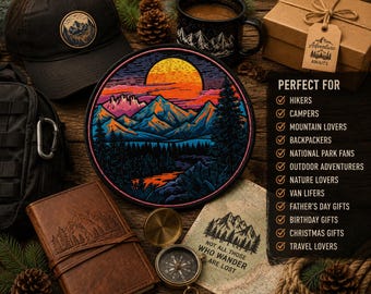 Parche de lago de montaña/Parche termoadhesivo/Insignia de naturaleza/Recuerdo de viajes y lugares/Busca la aventura/Aplicación para coser en chaleco/chaqueta, sombrero o mochila