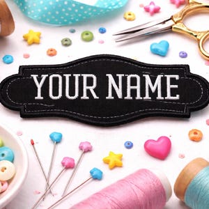 Personalized Name Patch Embroidered Iron-on/Sew-on Applique for Uniforms Vest Jacket Clothing Backpack - Custom Text Patches, 4x1.5" Nametag