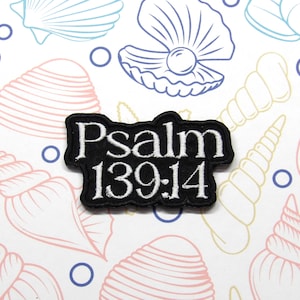 Bible Verse Psalm 139:14 Patch Embroidered Iron-on/Sew-on Applique for Vest Clothing Backpack, Religious Badge, Christian Bikers, Faith