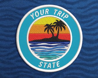Custom Patch Personalized Tropical Island Palm Tree Embroidered Iron-On/Sew-On Applique for Vest, for Jacket, for Clothing, for Backpack
