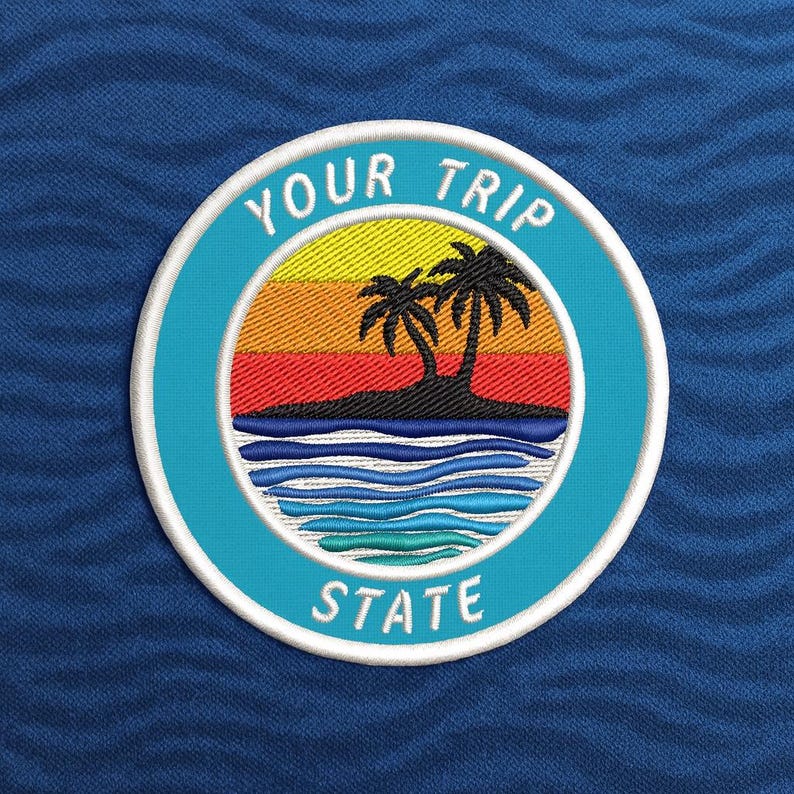Custom Patch/Iron-On Patch/Personalized Tropical Island w/Palm Trees/Embroidered Sew-On Applique for Vest/Jacket, Clothes, Backpack Tote Bag image 12