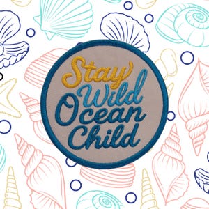 Stay Wild, Ocean Child Patch/Simple Beach Patch/Iron-On Patches Applique for Tote Bags/Jacket/ Clothing/Backpack/Coconut Girl/Fun Vacation