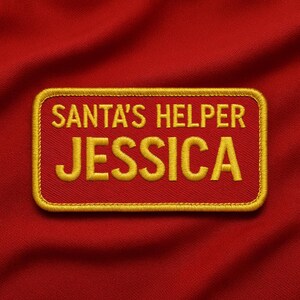 Custom Christmas Name Patch – Personalized Embroidered Holiday Patch – Sew On or Iron On Patch for Clothes, Stockings, Custom Xmas Patches