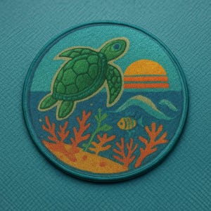 Meeresschildkröte Aufnäher/Koralle/Bügelbild/Ozeanwelle Aufnäher/Aufnäher für Rucksäcke/Kleidung/Kokosnuss Mädchen Spaß Urlaub Bild 4