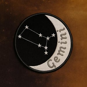 Gemini Zodiac Sign Patch/Constellation Patch/Iron-On Patch/Embroidered Sew-on Applique for Vest/Jacket, Clothing Backpack, Astrology Signs