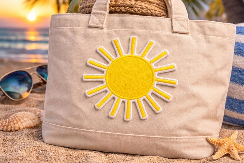 Sunshine Patch/Iron-On Patch/Beach Vibes/Summer Souvenir Gift/Tropical Ocean Waves/Sew-on Applique for Clothing Tote Bags Backpacks image 3