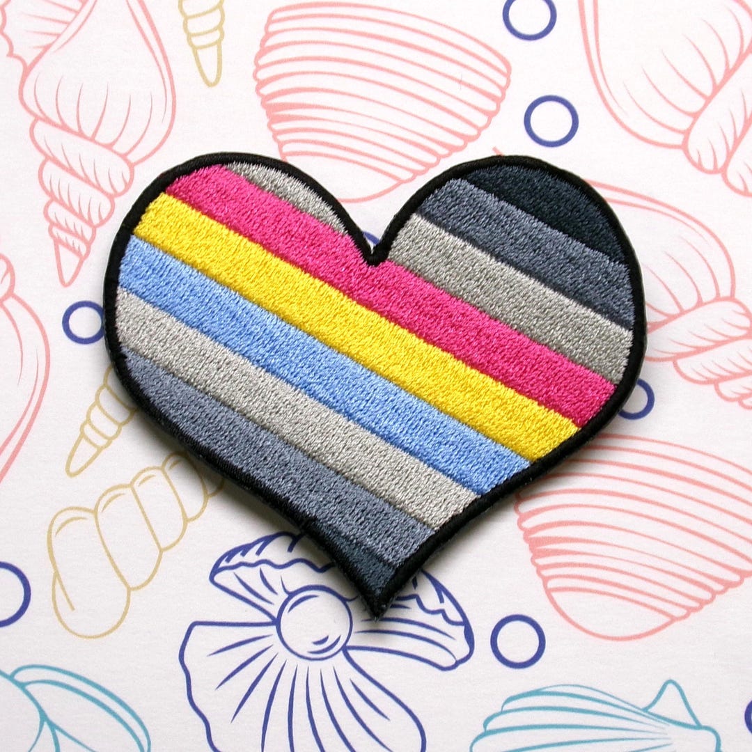 Grey Pansexual Heart Patch Embroidered Iron-on/sew-on Patch, Love is ...