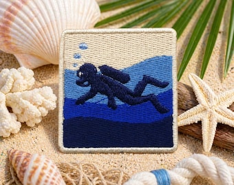 Scuba Diver Patch/Iron-On Patch/Ocean Adventure Souvenir/Diving Gift/Sea Life/Sew-on Applique for Clothing Vest/Jacket Hats Backpack Bags
