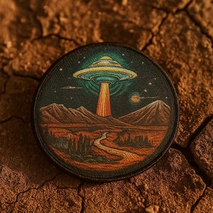 UFO Patch/Alien Flying Saucer Gift/Iron-On Patch/Xfiles Theme/Retro Sci-fi/Sew-On Applique for Clothing Vest/Jackets Backpack