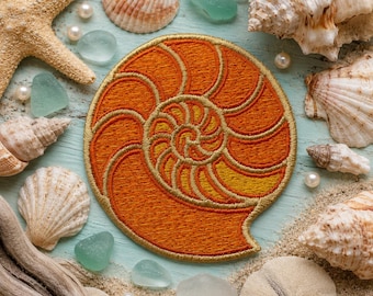Seashell Spiral Patch/Ocean Patch/Iron-On Patch/Sew-On Applique for Bags/Jackets/Clothes/Backpack/Coconut Girl/Beach Vibe/Fun Vacation Gift