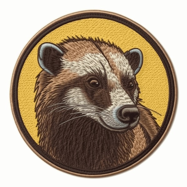 Honey Badger Patch Iron-on/Sew-on Custom Applique Vest Jacket Denim Clothing, Decorative Badge, Wild Animal Nature Outdoor, Travel Souvenir