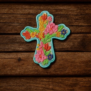 Christian Cross Patch/Faith & Inspirational Gifts/Iron-on Patch/Religious/Sew-on Applique for Clothing Vest/Jacket Backpack DIY Crafts