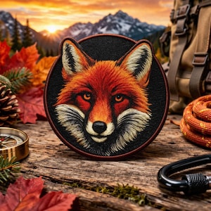 Red Fox Patch/Iron-on Patch/Wild Animal Badge/Nature Mountain/Hiking & Camping/Sew-on Applique for Clothing Vest/Jacket Hats Backpack Gear