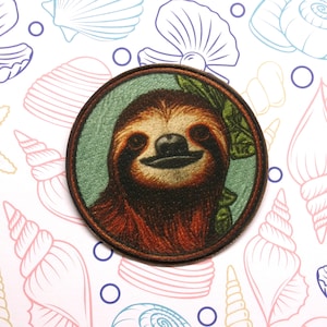 Aplique de remendo de preguiça para passar a ferro/costurar em colete, jaqueta, roupas, mochila, emblema de animal selvagem, parques nacionais, natureza, montanha, caminhada, acampamento