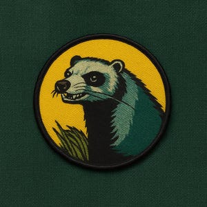 Aplique termocolante de texugo-do-mel/Emblema de animal selvagem, Natureza e atividades ao ar livre, Parques, Florestas/Aplique para costurar em jaquetas/coletes, roupas e mochilas