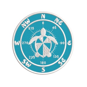 Aplique de bússola/Aplique de tartaruga/Aplique termocolante/Aplique oceano/Aplique bordado para costurar em jaquetas, roupas e mochilas/Garota coco/Vibes de praia Neon Blue