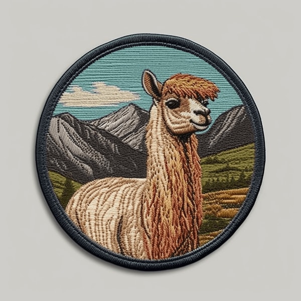 Llama Patch Iron-on/Sew-on Custom Applique for Vest Jacket Denim Clothing, Decorative Badge, Travel Souvenir, Animal Nature Outdoor Mountain