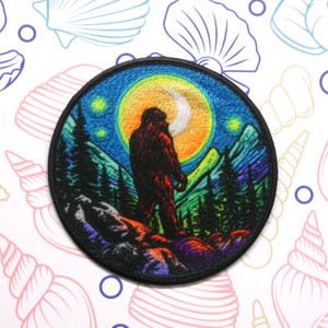Bigfoot Patch Iron-on/Sew-on Applique for Vest Jacket Clothing, Paranormal Badge, Cryptid Legend, Sasquatch Myth, Mountains, Forest Creature