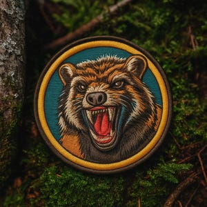 Écusson carcajou/écusson thermocollant/insigne d'animal sauvage/parcs nationaux/nature/montagne/randonnée/camping/appliques à coudre pour veste, vêtements, sacs à dos